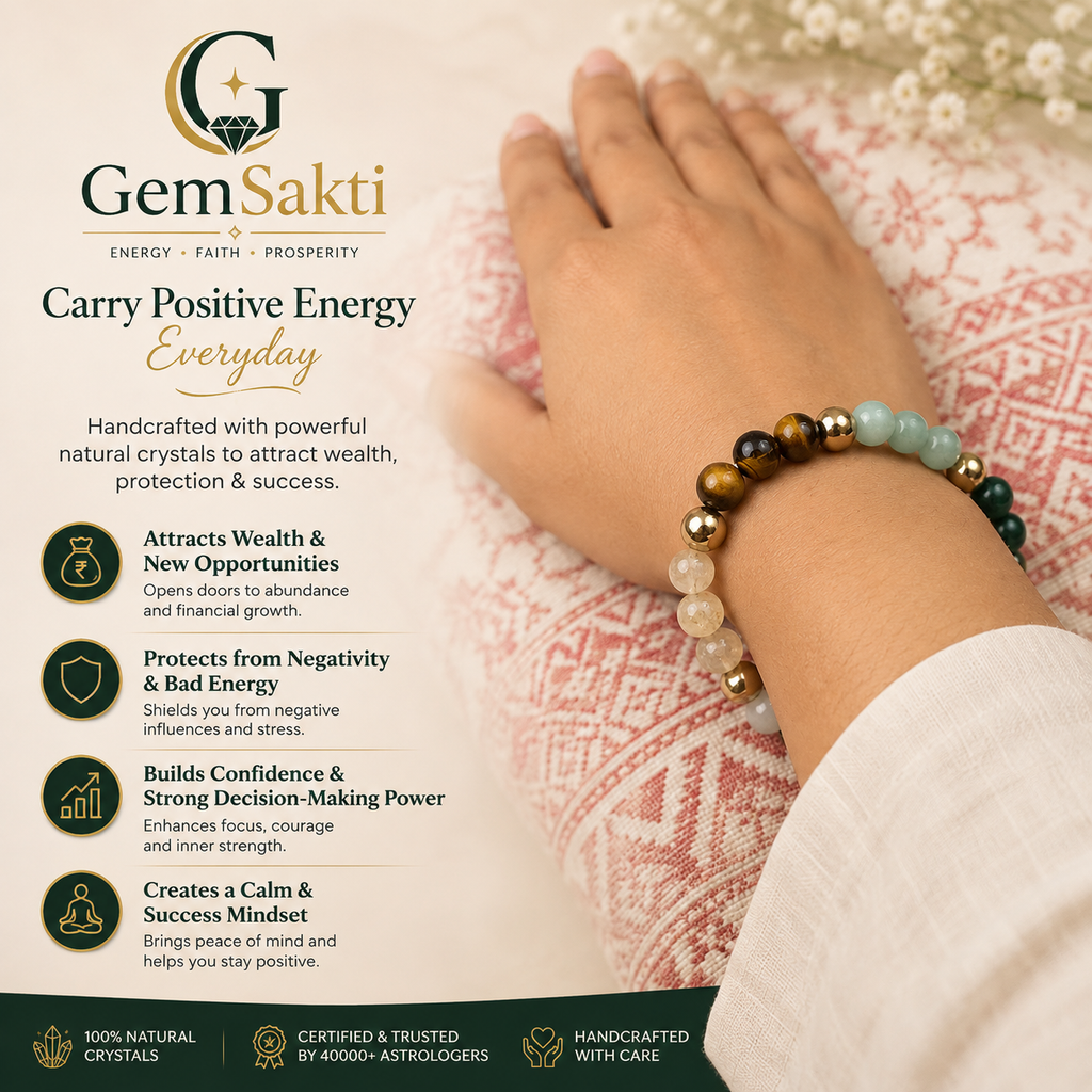 Dhan Yog Crystal Bracelet – 6 Crystal Prosperity Bracelet | GemSakti