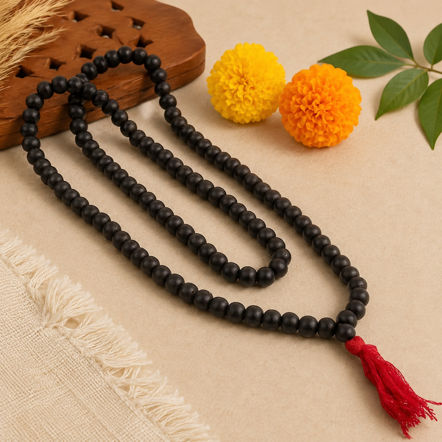 Karungali Malai 8mm – Natural Ebony Wood Mala | GemSakti