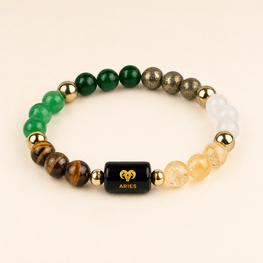 Dhan Yog Bracelet with Aries Zodiac Charm | GemSakti