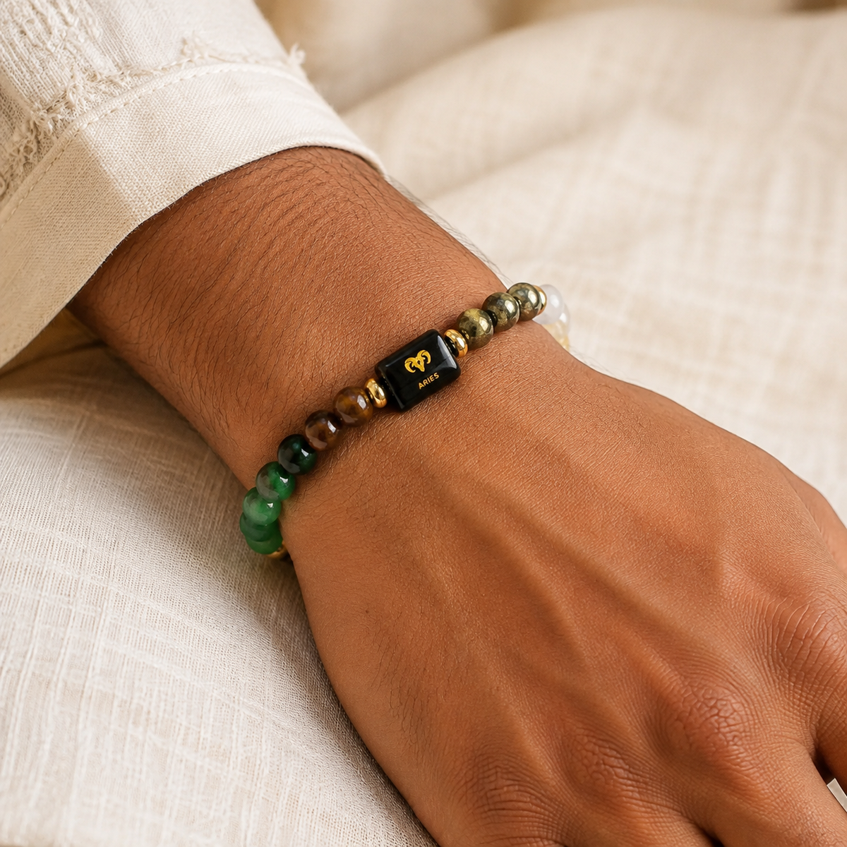 Dhan Yog Bracelet with Aries Zodiac Charm | GemSakti