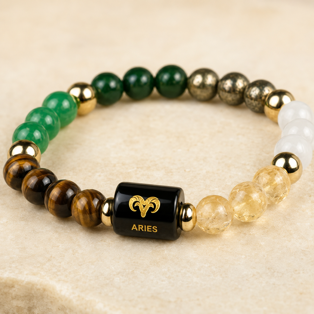 Dhan Yog Bracelet with Aries Zodiac Charm | GemSakti