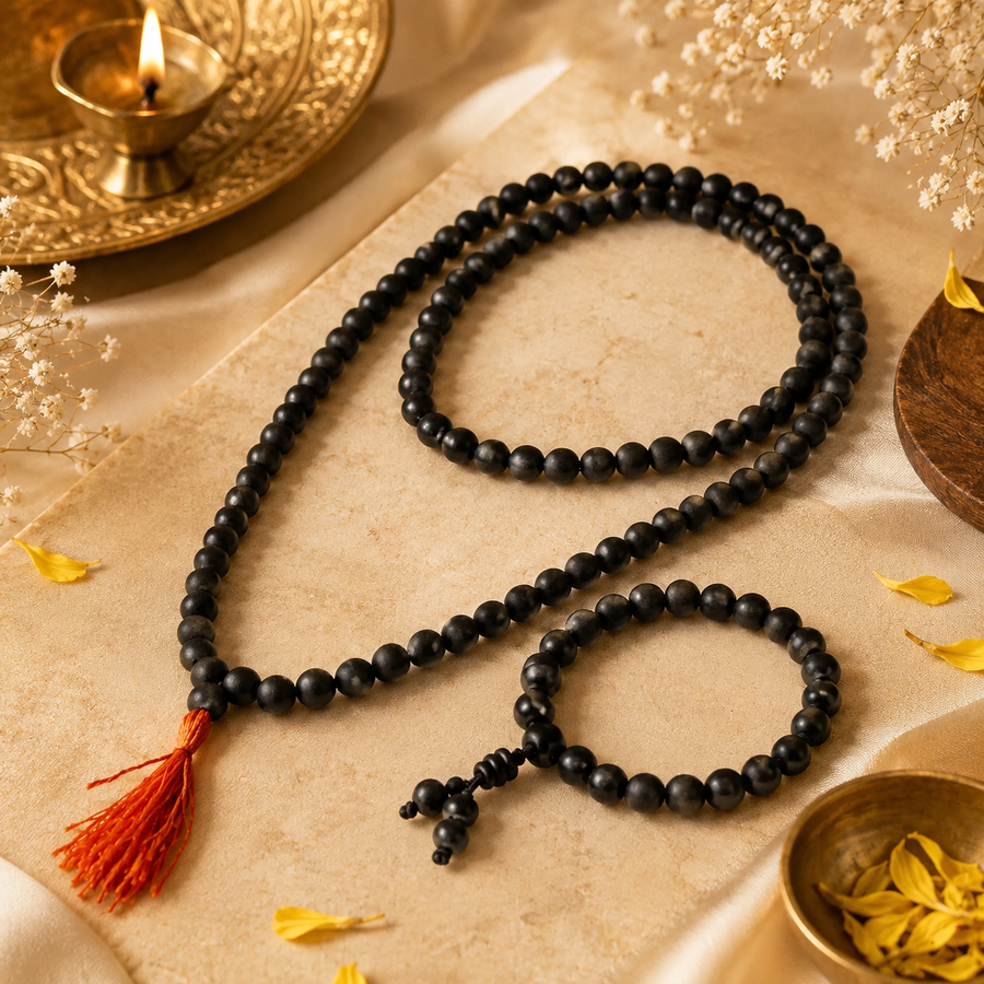 Karungali Malai & Bracelet Combo – 8mm 108+1 Beads | GemSakti