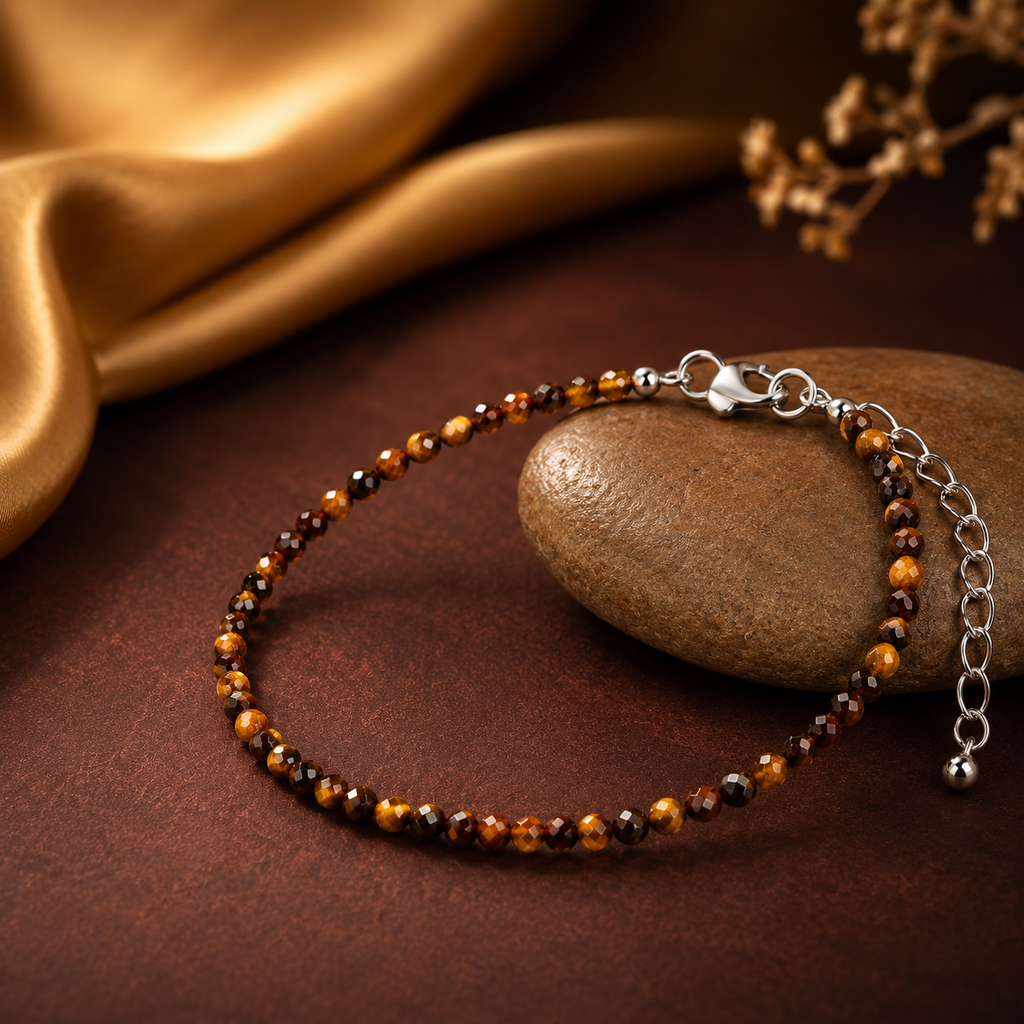 Tiger Eye Anklet – Confidence & Protection | GemSakti
