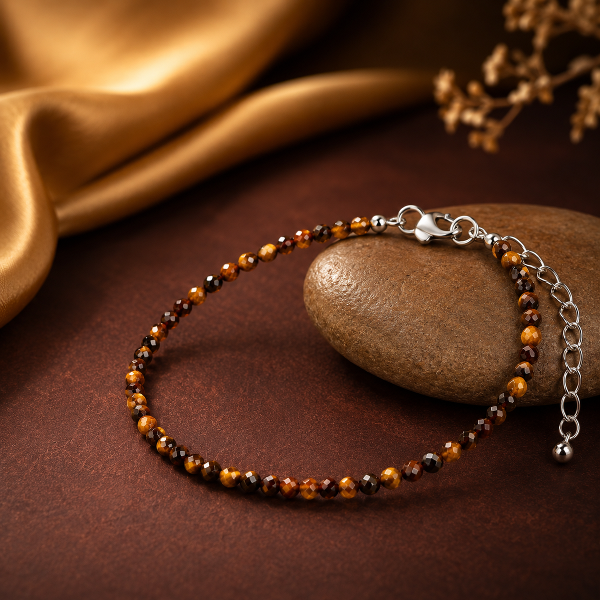 Tiger Eye Anklet – Confidence & Protection | GemSakti