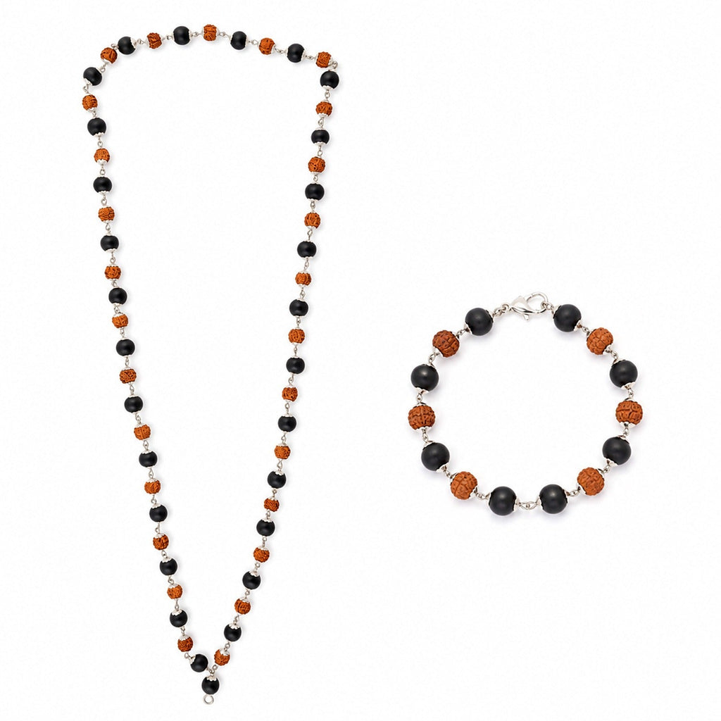 GemSakti Divya Raksha 5 Mukhi Rudraksha and Karungali Mala